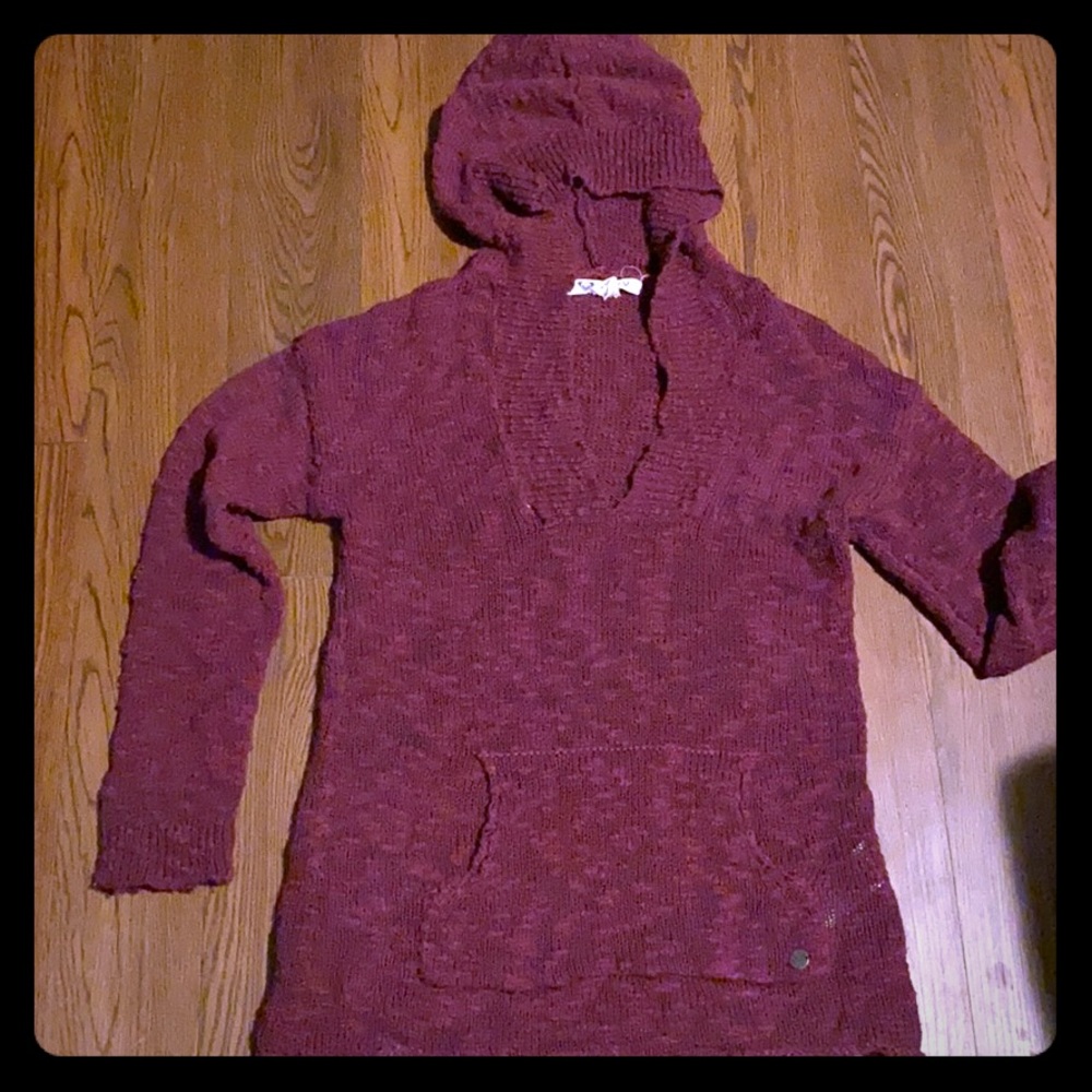 crocheted v-neck, pullover sweater